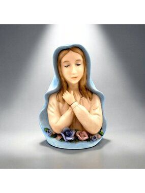 Vintage 1996 Lefton Madonna Virgin Mary Figurine Roses Geo Z Lefton SRN 10769